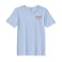 BYFT Threads Medium Sky Blue Polycotton T-Shirt - Christmas "Sleeping Reindeer Face" Embroidered Design, Premium Holiday Collection