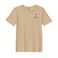 BYFT Threads Large Beige Polycotton T-Shirt - Christmas "Smiling Christmas Star with Santa Hat" Embroidered Design, Premium Holiday Collection