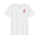 BYFT Threads Medium White Polycotton T-Shirt - Christmas "Smiling Christmas Star with Santa Hat" Embroidered Design, Premium Holiday Collection