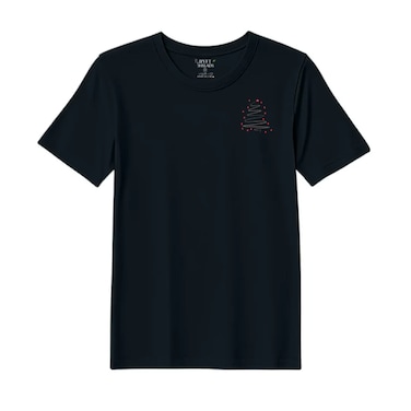 BYFT Threads Large Black Polycotton T-Shirt - Christmas "Starry Christmas Tree" Embroidered Design, Premium Holiday Collection