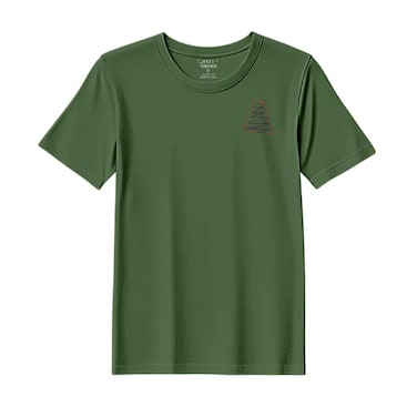 BYFT Threads Medium Forest ELF Green Polycotton T-Shirt - Christmas "Starry Christmas Tree" Embroidered Design, Premium Holiday Collection