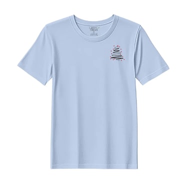 BYFT Threads XXL Sky Blue Polycotton T-Shirt - Christmas "Starry Christmas Tree" Embroidered Design, Premium Holiday Collection