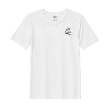 BYFT Threads XL White Polycotton T-Shirt - Christmas "Starry Christmas Tree" Embroidered Design, Premium Holiday Collection