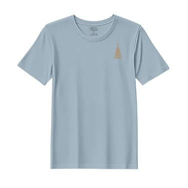 BYFT Threads XL Baby Blue Polycotton T-Shirt - Christmas "Zigzag Christmas Tree" Embroidered Design, Premium Holiday Collection