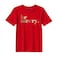 BYFT Threads Large Red Polycotton T-Shirt - Christmas "Be merry" Printed Design, Premium Holiday Collection