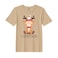 BYFT Threads XL Beige Polycotton T-Shirt - Christmas "Christmas Deer" Printed Design, Premium Holiday Collection