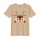 BYFT Threads Medium Beige Polycotton T-Shirt - Christmas "Christmas Deer Face" Printed Design, Premium Holiday Collection