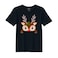 BYFT Threads Large Black Polycotton T-Shirt - Christmas "Christmas Deer Face" Printed Design, Premium Holiday Collection