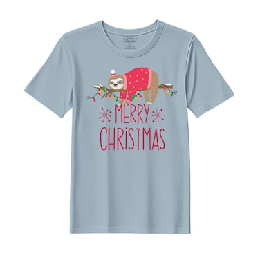 BYFT Threads XL Baby Blue Polycotton T-Shirt - Christmas "Christmas Koala" Printed Design, Premium Holiday Collection