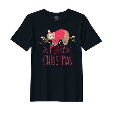 BYFT Threads XXL Black Polycotton T-Shirt - Christmas "Christmas Koala" Printed Design, Premium Holiday Collection