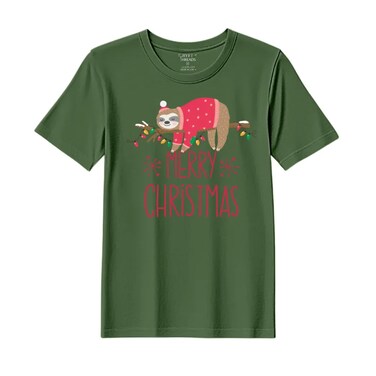 BYFT Threads XL Forest ELF Green Polycotton T-Shirt - Christmas "Christmas Koala" Printed Design, Premium Holiday Collection