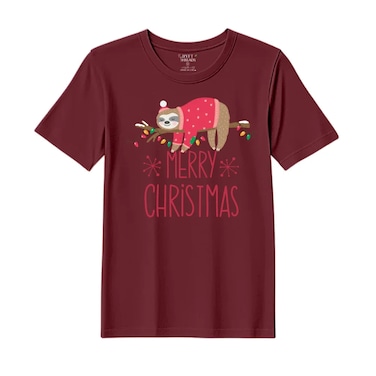BYFT Threads XL Pomegranate Polycotton T-Shirt - Christmas "Christmas Koala" Printed Design, Premium Holiday Collection