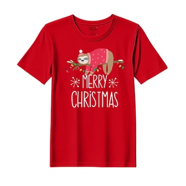 BYFT Threads XL Red Polycotton T-Shirt - Christmas "Christmas Koala" Printed Design, Premium Holiday Collection