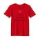 BYFT Threads Medium Red Polycotton T-Shirt - Christmas "Eat Drink Be Merry" Printed Design, Premium Holiday Collection