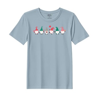 BYFT Threads Medium Baby Blue Polycotton T-Shirt - Christmas "ELF" Printed Design, Premium Holiday Collection
