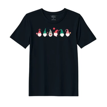 BYFT Threads Large Black Polycotton T-Shirt - Christmas "ELF" Printed Design, Premium Holiday Collection