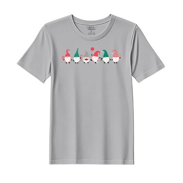 BYFT Threads Medium Grey Polycotton T-Shirt - Christmas "ELF" Printed Design, Premium Holiday Collection