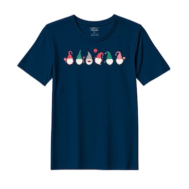 BYFT Threads XXL Navy Blue Polycotton T-Shirt - Christmas "ELF" Printed Design, Premium Holiday Collection