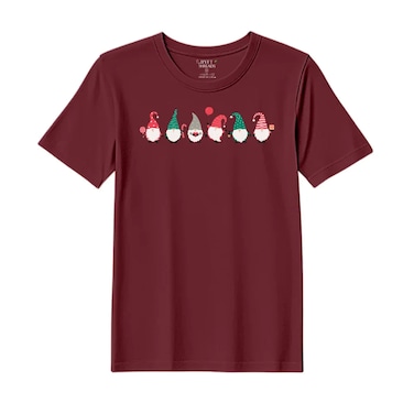 BYFT Threads Large Pomegranate Polycotton T-Shirt - Christmas "ELF" Printed Design, Premium Holiday Collection