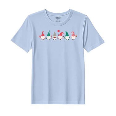BYFT Threads XXL Sky Blue Polycotton T-Shirt - Christmas "ELF" Printed Design, Premium Holiday Collection