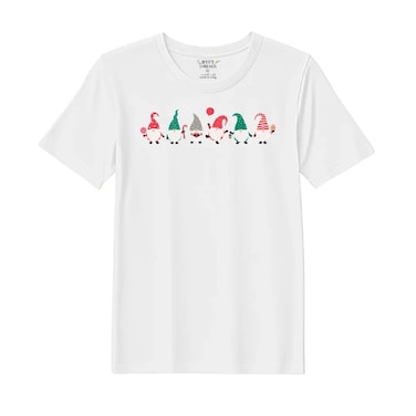 BYFT Threads XXL White Polycotton T-Shirt - Christmas "ELF" Printed Design, Premium Holiday Collection