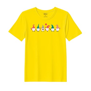 BYFT Threads XL Yellow Polycotton T-Shirt - Christmas "ELF" Printed Design, Premium Holiday Collection