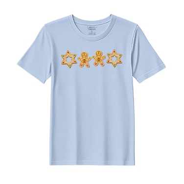 BYFT Threads XXL Sky Blue Polycotton T-Shirt - Christmas "Gingerbread Star" Printed Design, Premium Holiday Collection