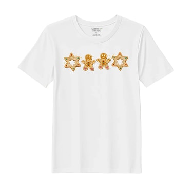 BYFT Threads XL White Polycotton T-Shirt - Christmas "Gingerbread Star" Printed Design, Premium Holiday Collection