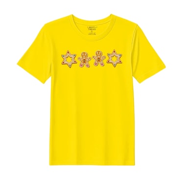 BYFT Threads XXL Yellow Polycotton T-Shirt - Christmas "Gingerbread Star" Printed Design, Premium Holiday Collection
