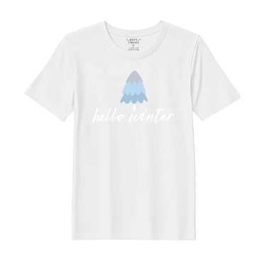 BYFT Threads XXL White Polycotton T-Shirt - Christmas "Hello Winter" Printed Design, Premium Holiday Collection