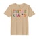 BYFT Threads Large Beige Polycotton T-Shirt - Christmas "Mama Claus" Printed Design, Premium Holiday Collection