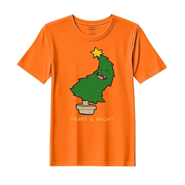 خيوط BYFT قميص بوليكتون متوسط اللون الأزرق الفاتح - تصميم عيد الميلاد "كن سعيدا" مطبوع، مجموعة العطلات الفاخرة