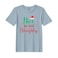 BYFT Threads Large Baby Blue Polycotton T-Shirt - Christmas "Nice untill proven Naughty" Printed Design, Premium Holiday Collection
