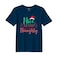 BYFT Threads XL Navy Blue Polycotton T-Shirt - Christmas "Nice untill proven Naughty" Printed Design, Premium Holiday Collection