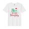 BYFT Threads Large White Polycotton T-Shirt - Christmas "Nice untill proven Naughty" Printed Design, Premium Holiday Collection