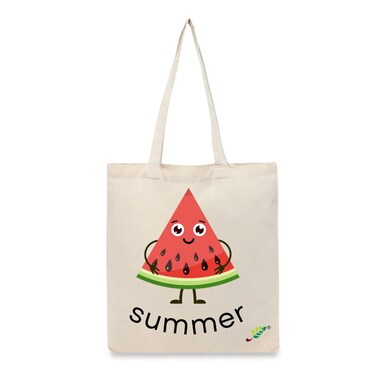 BYFT Tote Bag - Summer Watermelon Slice Printed Stylish Carry-All Cotton Bag Set of 01
