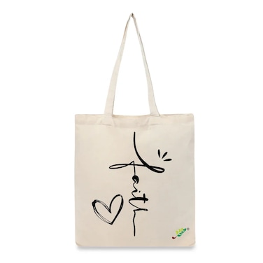 BYFT Tote Bag - Faith Printed Stylish Carry-All Cotton Bag Set of 01