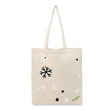 BYFT Tote Bag - Snowflakes Printed Stylish Carry-All Cotton Bag Set of 01