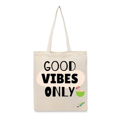 BYFT Tote Bag - Good Vibes Only Printed Stylish Carry-All Cotton Bag Set of 01