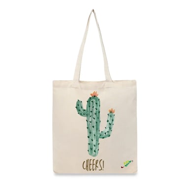 BYFT Tote Bag - Cactus Cheers Printed Stylish Carry-All Cotton Bag Set of 01