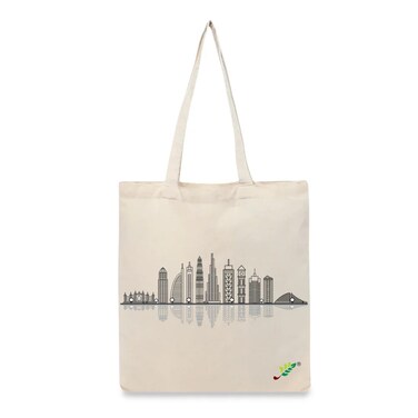 BYFT Tote Bag - Dubai Skyline Printed Stylish Carry-All Cotton Bag Set of 01