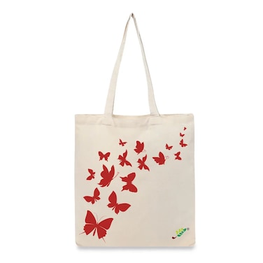 BYFT Tote Bag - Butterfly Printed Stylish Carry-All Cotton Bag Set of 01
