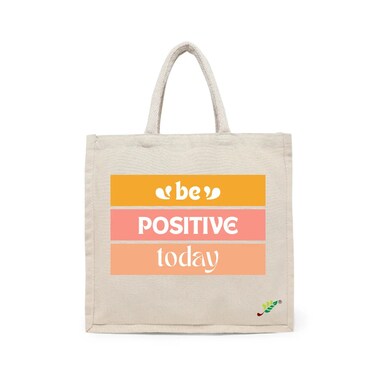 BYFT Tote Bag - Be Positive Today  Printed Stylish Carry-All Cotton Canvas Bag Set of 01