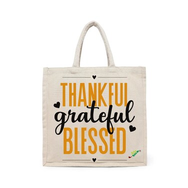 BYFT Tote Bag - Thankful Grateful Blessed  Printed Stylish Carry-All Cotton Canvas Bag Set of 01