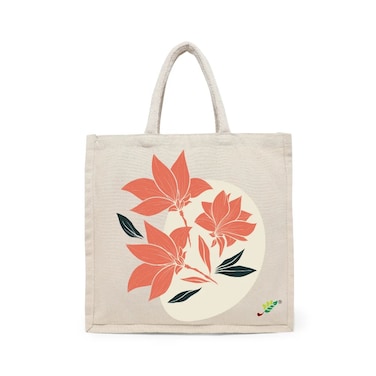 BYFT Tote Bag - Coral Bloom  Printed Stylish Carry-All Cotton Canvas Bag Set of 01