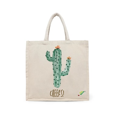 BYFT Tote Bag - Cactus Cheers  Printed Stylish Carry-All Cotton Canvas Bag Set of 01