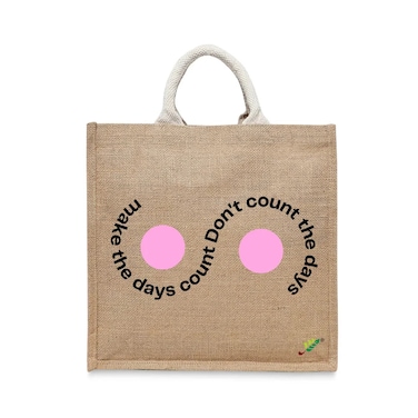 BYFT Tote Bag - Make the days count, Don't count the days Printed Stylish Carry-All Laminated Jute Bag With Gusset Set of 01