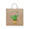 BYFT Tote Bag - Happy Cactus Printed Stylish Carry-All Laminated Jute Bag With Gusset Set of 01