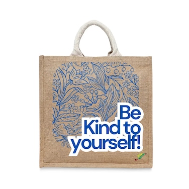 BYFT Tote Bag - Be Kind to yourself Printed Stylish Carry-All Laminated Jute Bag With Gusset Set of 01