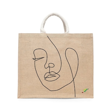 BYFT Tote Bag - Line of Being Printed Stylish Carry-All Laminated Jute Bag With Gusset Set of 01